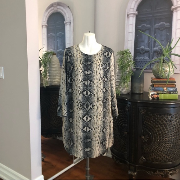Top shop snake dress 3 quarter sleeves size 12 grey and light grey - Picture 1 of 6